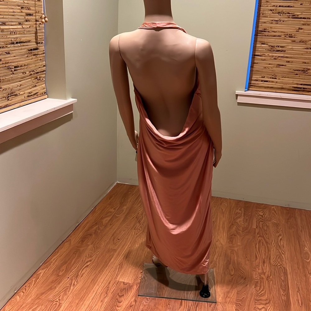 Akira Paxton Maxi Dress In Peach Color With Drape Back Size 1X - Picture 3 of 10